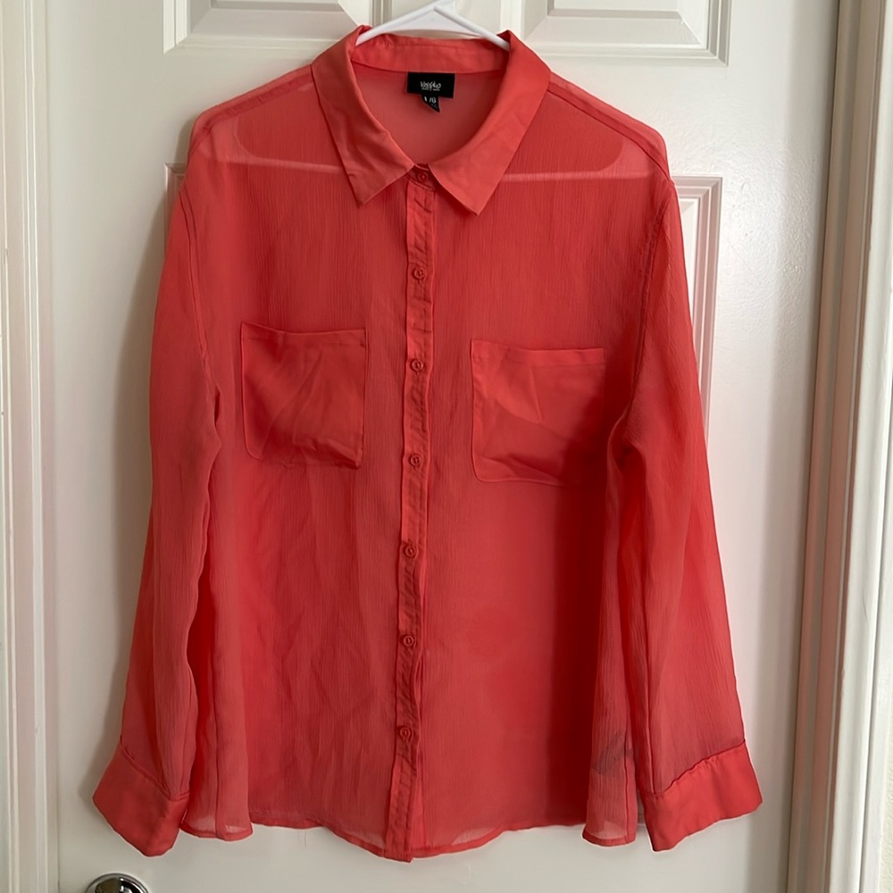 Mossimo Supply Co. Orange Button Down Shirt Relaxed Notched Collar